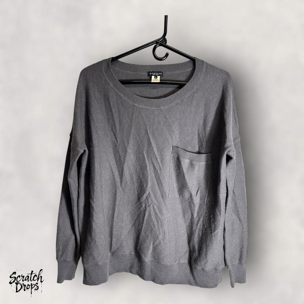 Demylee New York Women's Medium 100 Percent Cashmere Gray Sweater Pullover W05